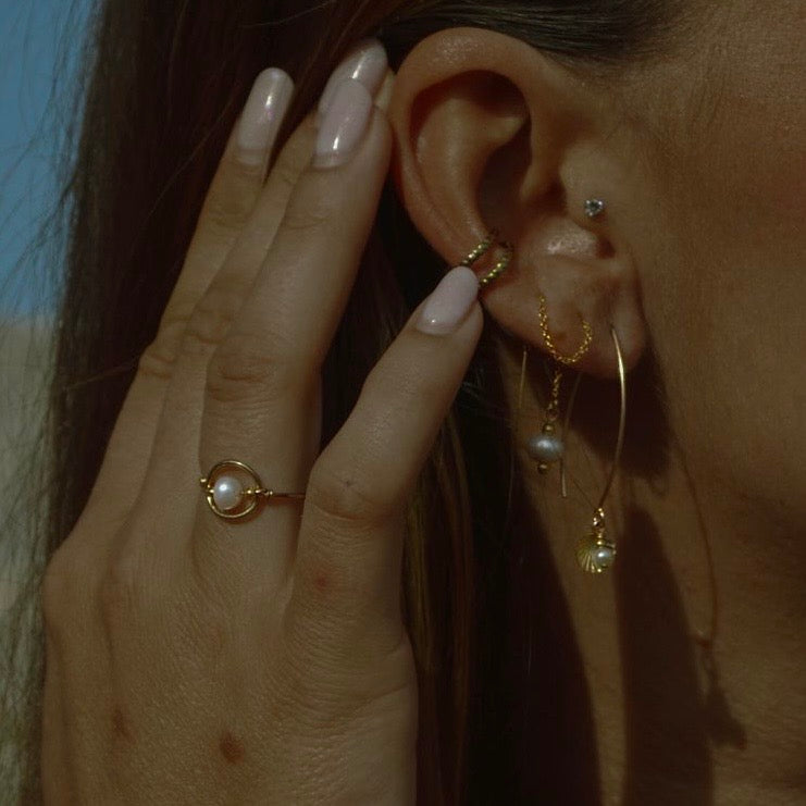 AMOUR - Bague anneau cercle avec sa perle d'eau douce