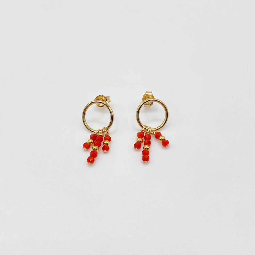 CLARTÉ - Boucles d'oreilles puces cercles lisses avec ses pierres semi-précieuses