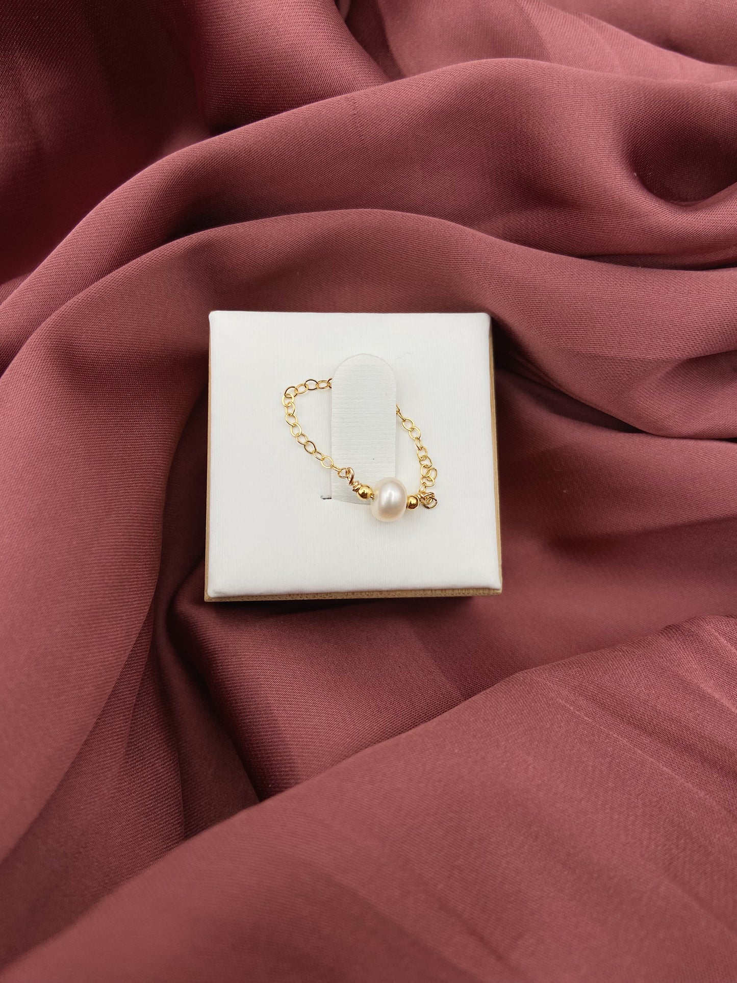 ÉCLAT - Bague chainette et sa perle d'eau douce