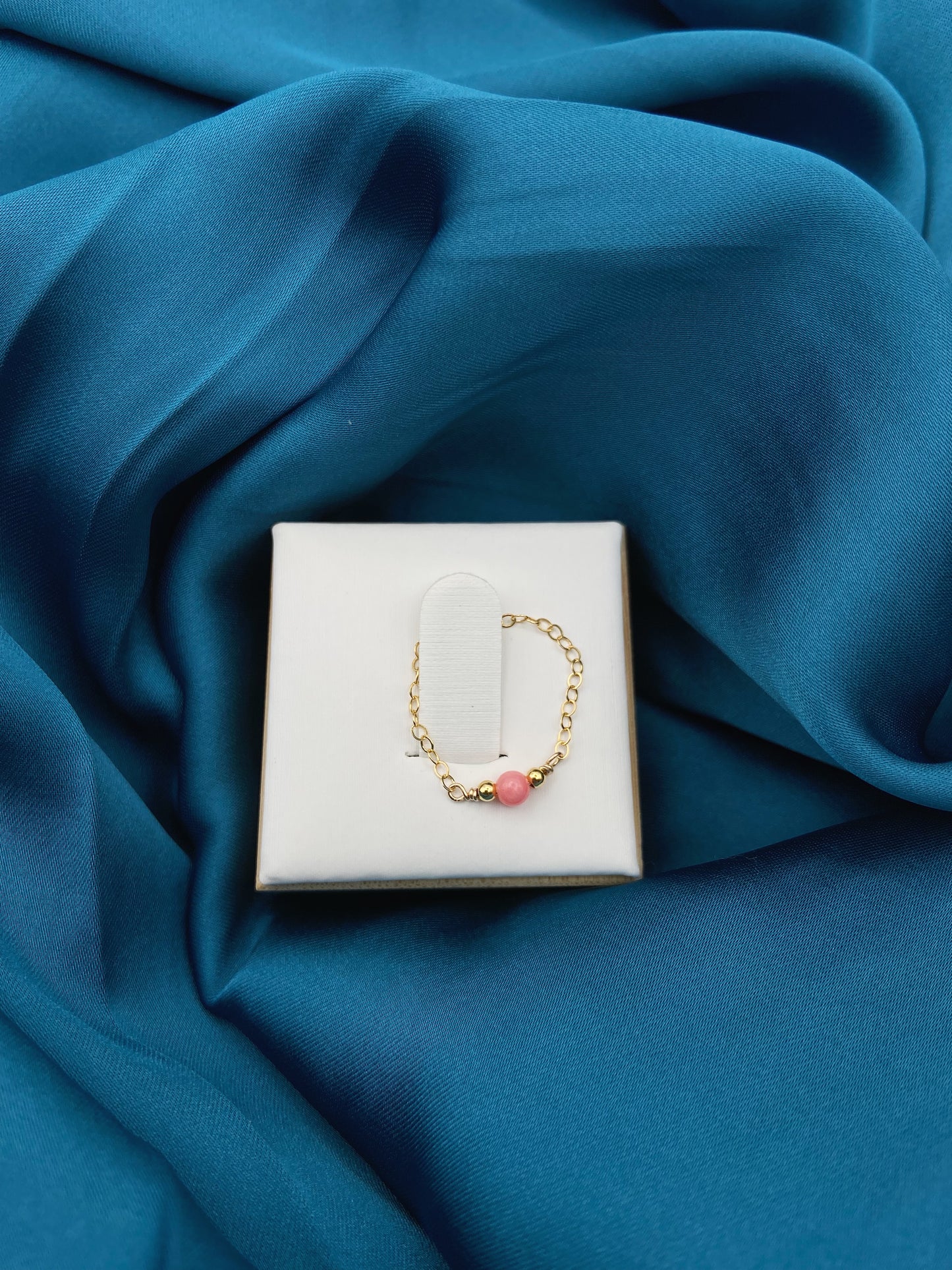 DÉSIR - Bague chaine et bambou de mer rose