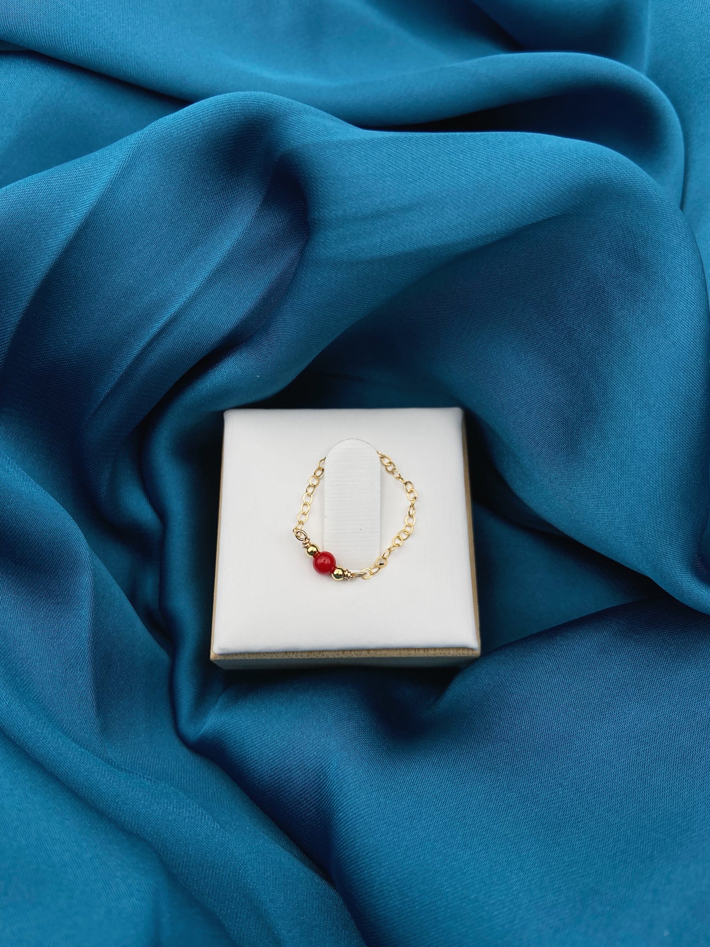DÉSIR - Bague chaine et bambou de mer rouge