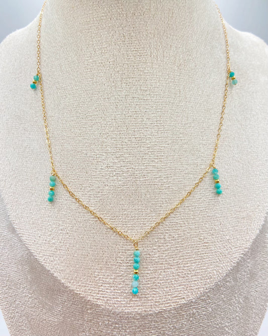 JOIE - Collier court amazonite facettée