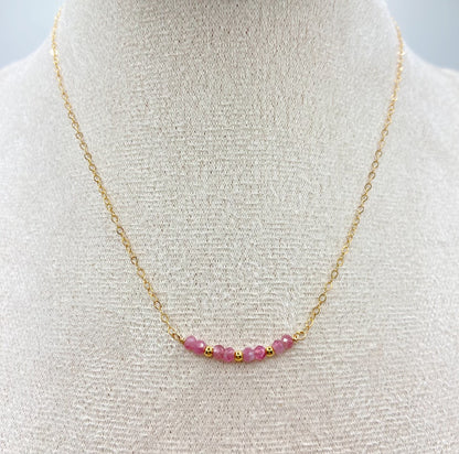 BONHEUR - Collier ras de cou tourmaline rose facettée