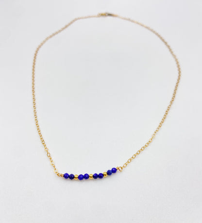 BONHEUR - Collier ras de cou lapis lazuli facettée