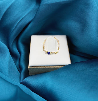 DÉSIR - Bague chaine et lapis lazuli facetté