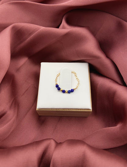 PASSION - Bague chaine et lapis lazuli facetté