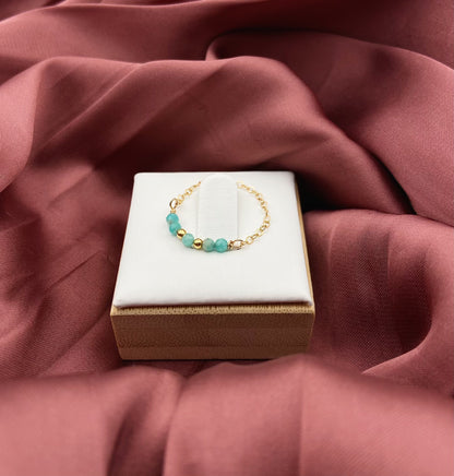 PASSION - Bague chaine et amazonite facettée