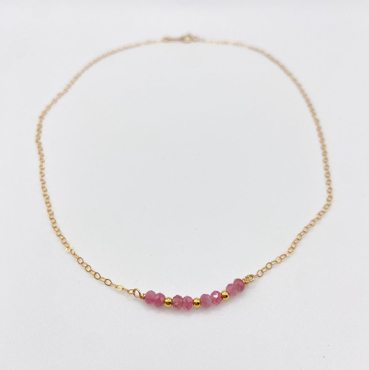 BONHEUR - Collier ras de cou tourmaline rose facettée