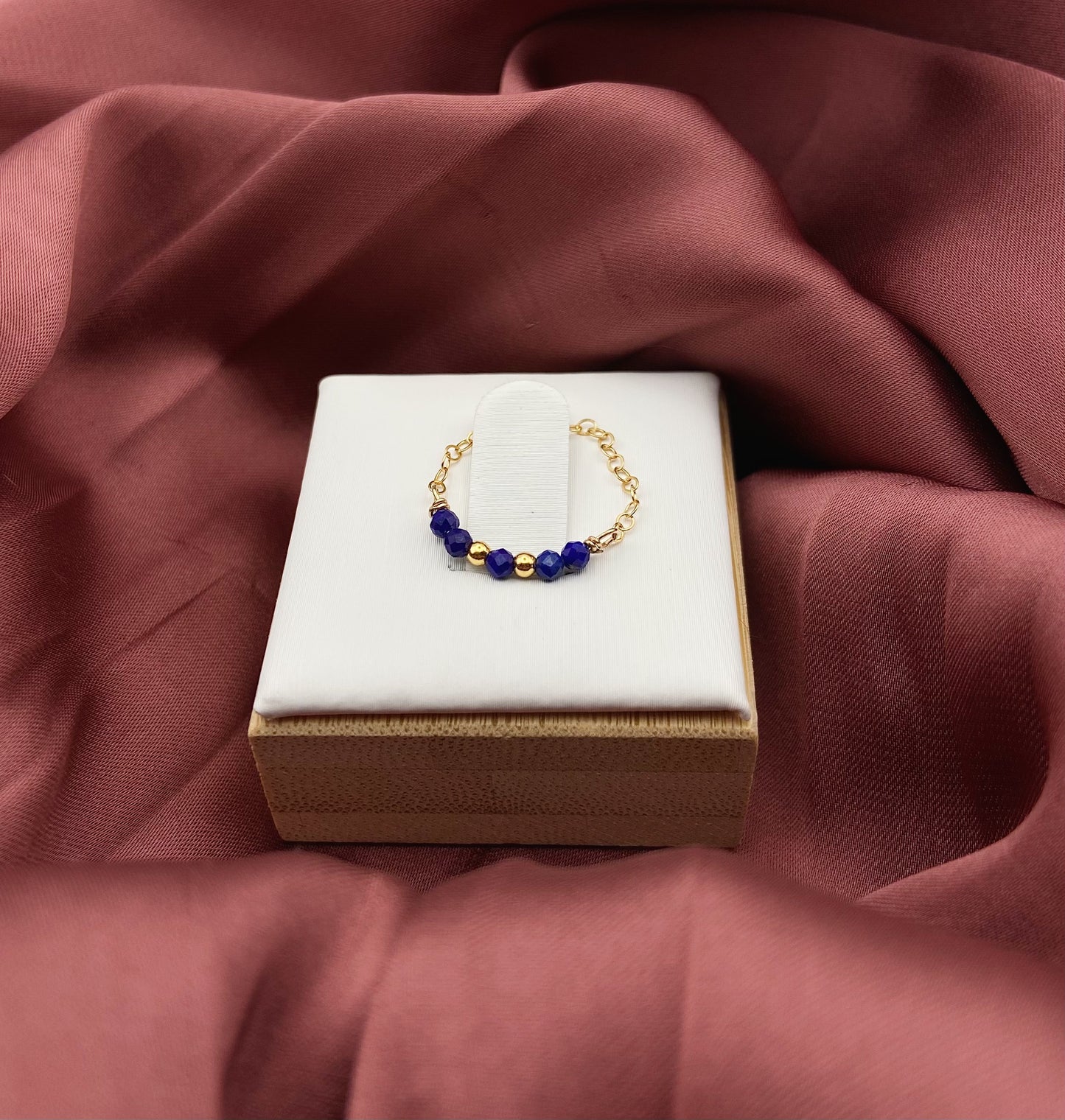 PASSION - Bague chaine et lapis lazuli facetté