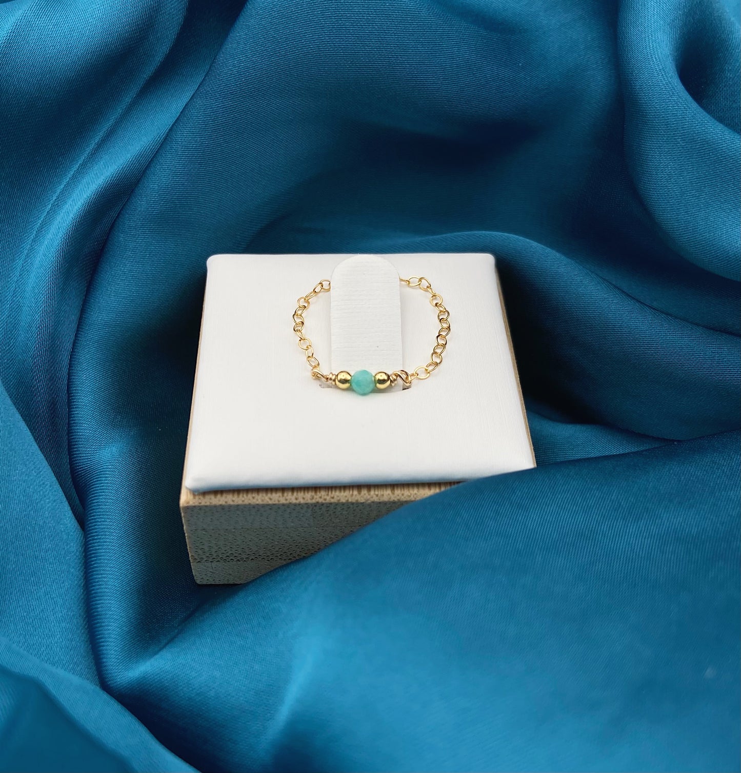 DÉSIR - Bague chaine et amazonite facettée