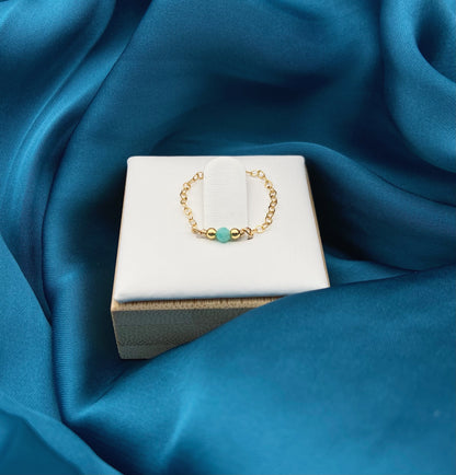 DÉSIR - Bague chaine et amazonite facettée