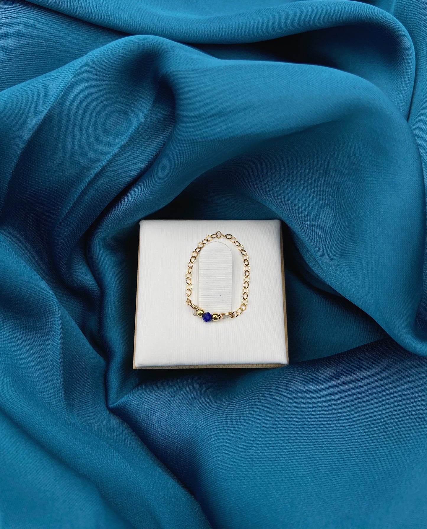 DÉSIR - Bague chaine et lapis lazuli facetté