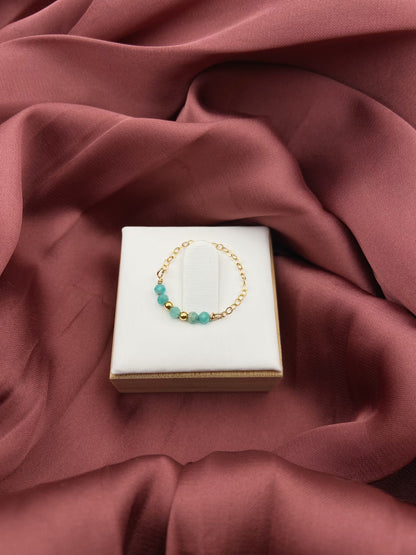 PASSION - Bague chaine et amazonite facettée