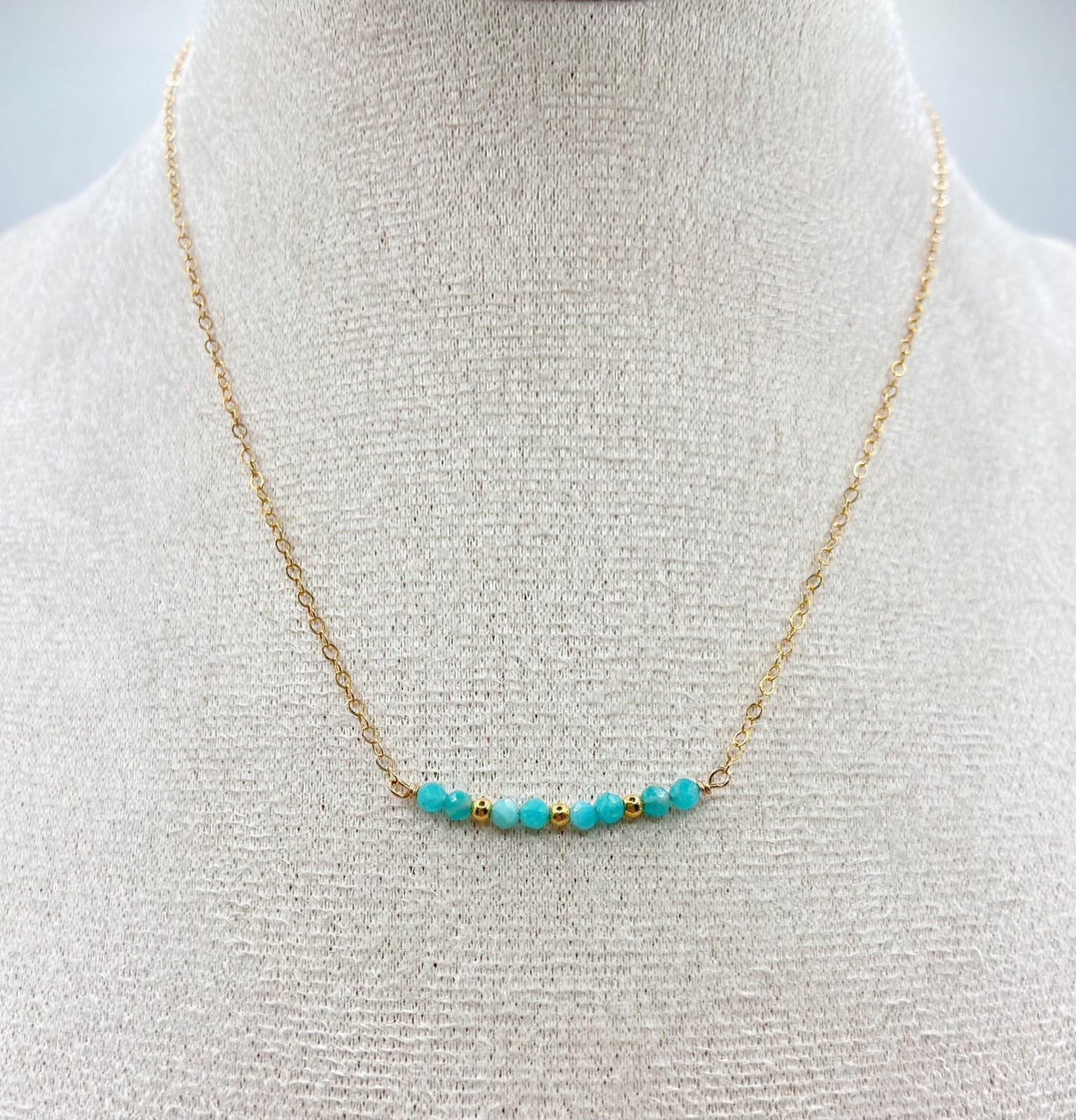 BONHEUR - Collier ras de cou amazonite facettée