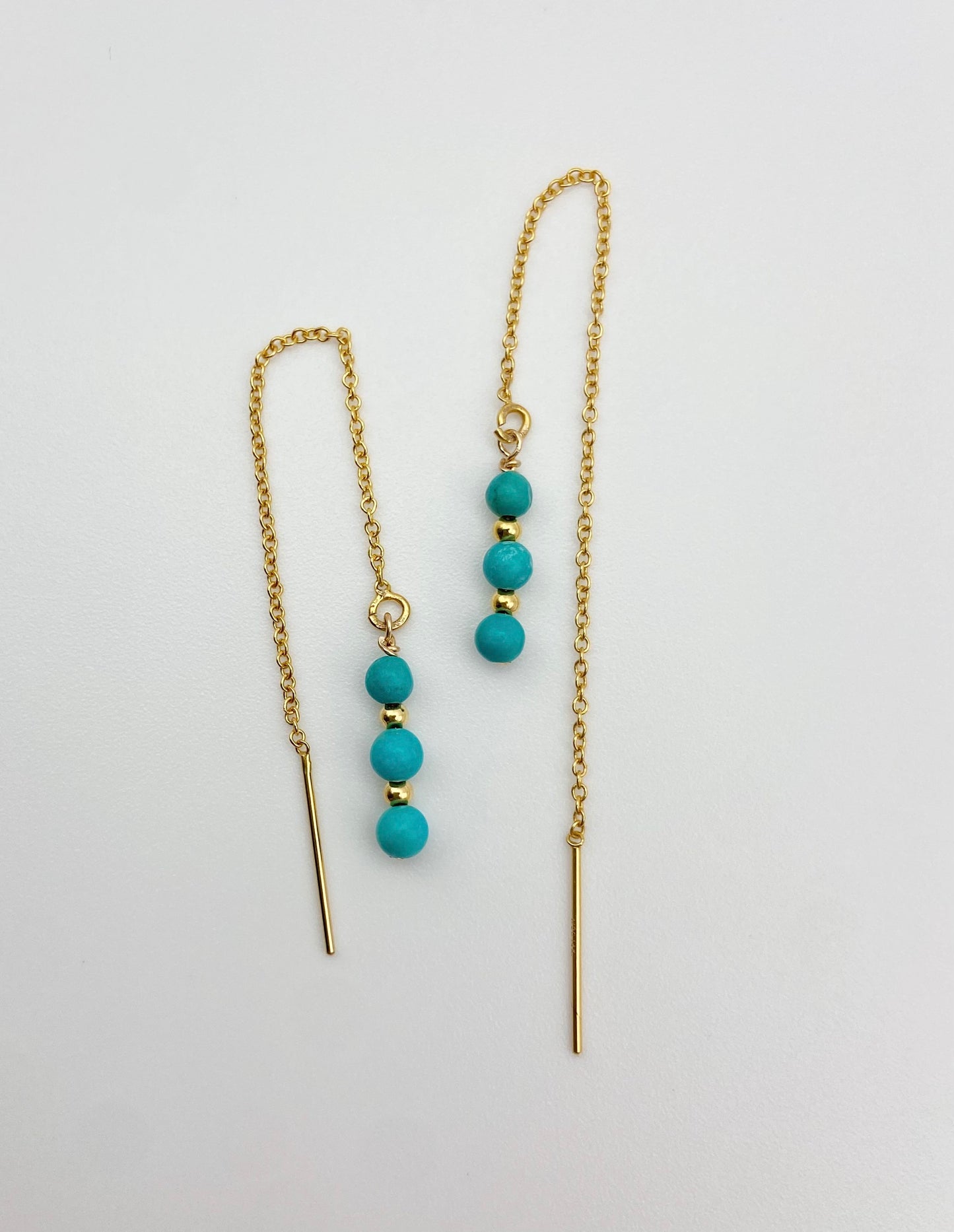 DÉLICATESSE - Boucles d'oreilles chaines et magnésite turquoise