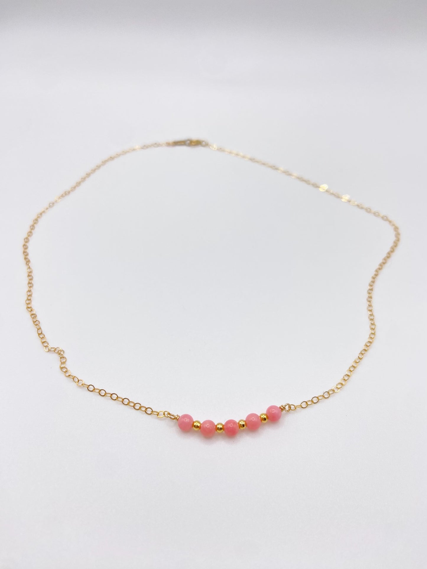 BONHEUR - Collier ras de cou bambou de mer rose