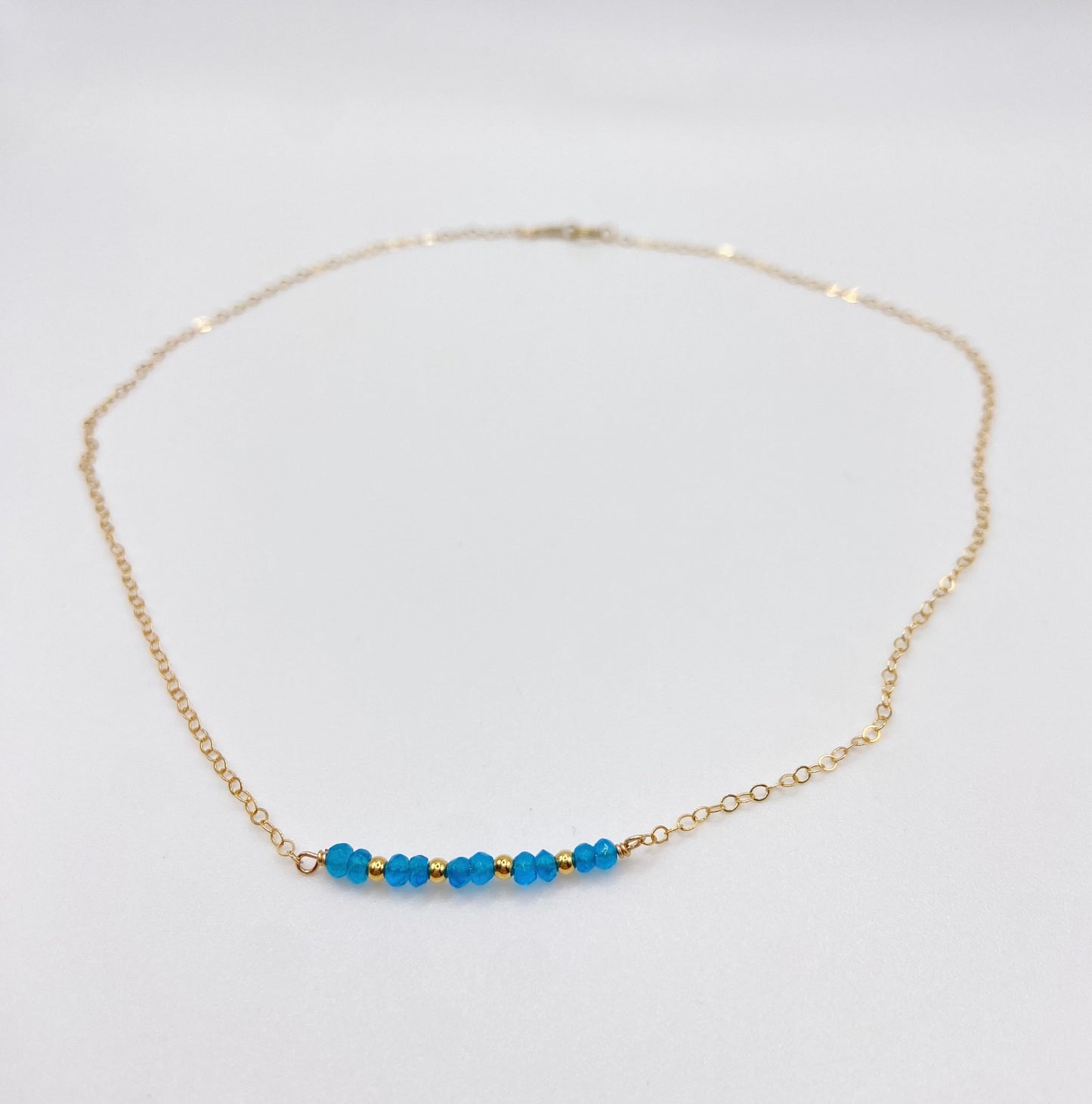 BONHEUR - Collier ras de cou apatite néon rondelle facettée