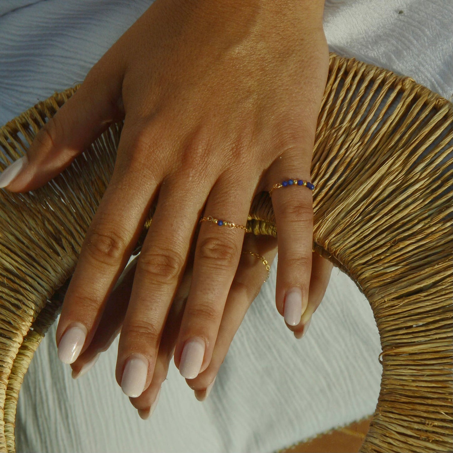 PASSION - Bague chaine et lapis lazuli facetté