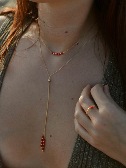 BONHEUR - Collier ras de cou bambou de mer rouge